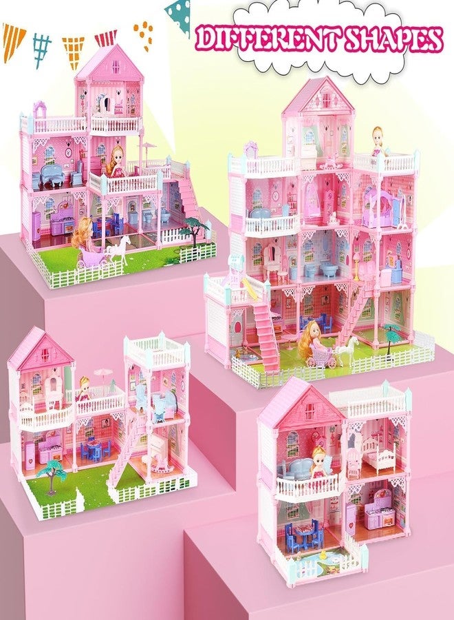 JOYJAY 4-Story Princess Castle Dollhouse Building Toy Playset Movable Slides, Stairs, Furniture, Accessories, Dolls, Pets, Cottage Pretend Play House, DIY Creative Gift for Girls Toddlers Ages 3+ - Image 2